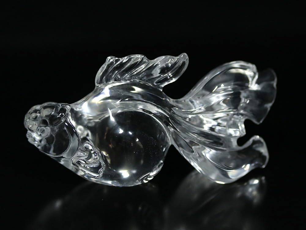 水晶彫刻金魚 【石流通センター】☆一点物☆【彫刻置物】金魚 水晶 (5A